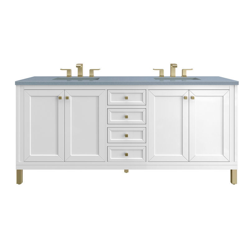 Chicago 72'' W Double Vanity, Glossy White, Phantome Eclos, 8" Widespread