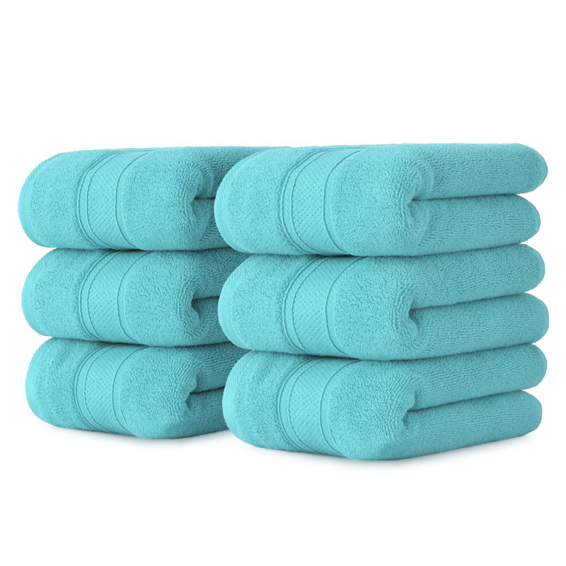 6 Pieces Hand Towel Set 16"x28", 100% Cotton Highly Absorbent Hand Towels for Bathroom Gym Spa Hotel, Black