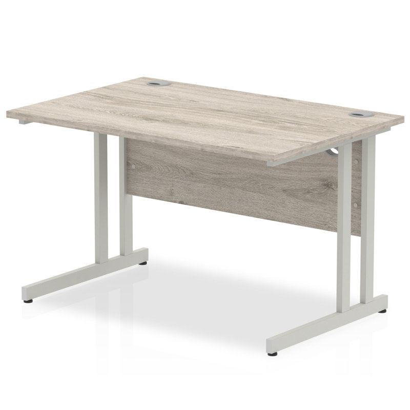 Impulse Metal Base Computer Desk, Silver, 73cm H x 160cm W x 80cm D, Grey