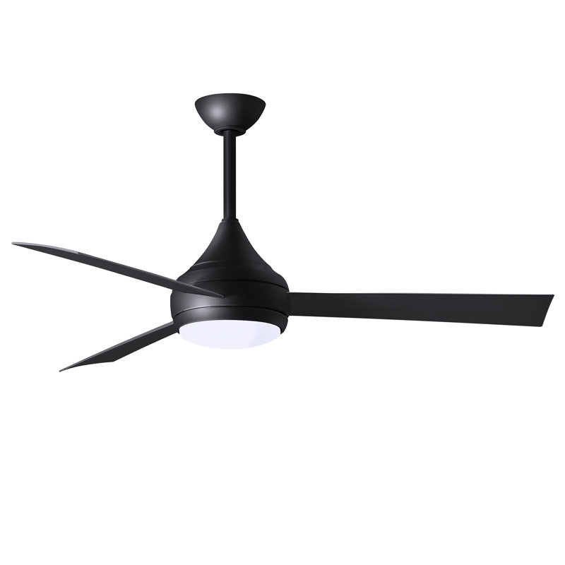 Donaire LED Outdoor Downrod Ceiling Fan, Matte Black, Matte Black