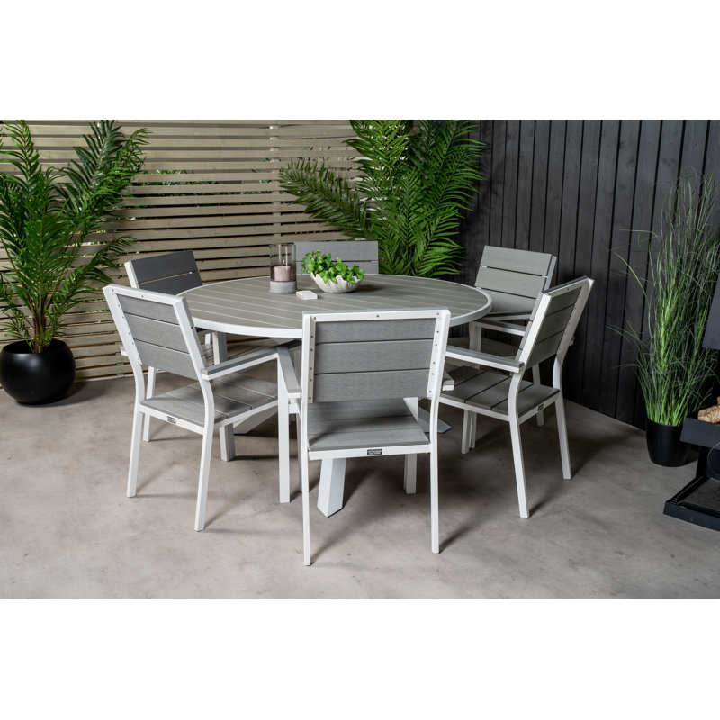 Akia 6 - Person Patio Dining Set Round Table