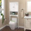 Armoire de salle de bain avec porte, rangement au-dessus de la toilette, tablettes réglables, armoire à pharmacie à 3 niveaux