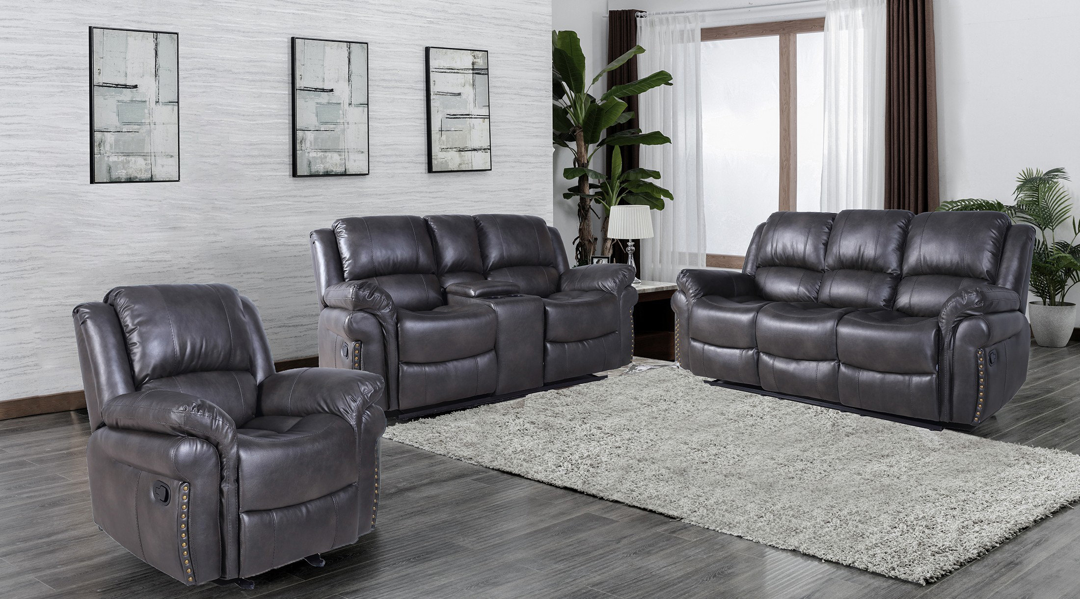 Red Barrel Studio® Adele 3 - Piece Faux Leather Living Room Set | Wayfair