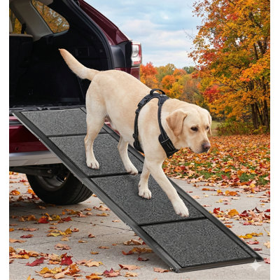 Rampe pour chien 71 x 20 pouces, rampe pour voiture, rampe pour animaux de compagnie pouvant supporter jusqu'à 300 livres, escalier pliant pour chien, rampe pour animaux avec surface antidérapante pour tapis, marchepied pour chien très long pour voiture, VUS, camion, boucle de fil