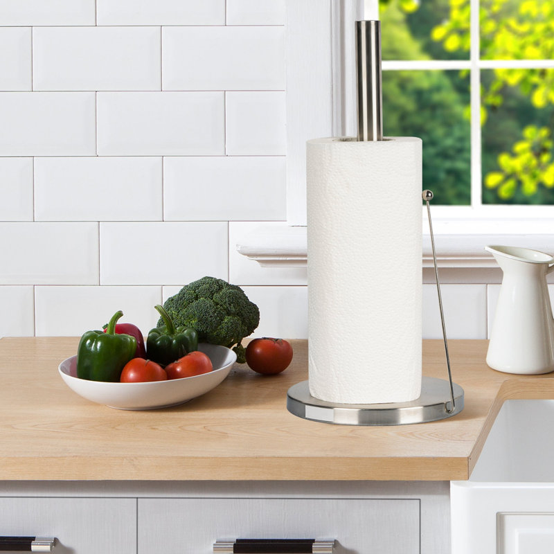 Porte-essuie-tout en acier inoxydable | Distributeur de papier essuie-tout à une main avec base lestée Easy Easy Finition brossée