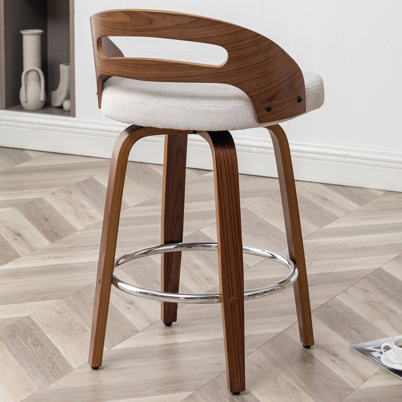 Swivel Upholstered Counter Stool, Beige, Counter Stool (25.19" Seat Height)