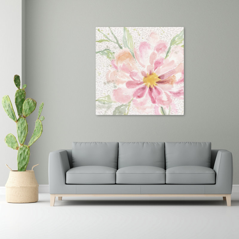 Motif floral léopard rose I contemporain, H 18 po x l 18 po
