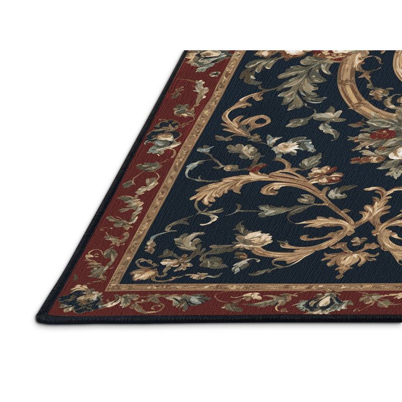 Tapis noir français lavable à la machine, Rectangle de 5 pi x 8 pi
