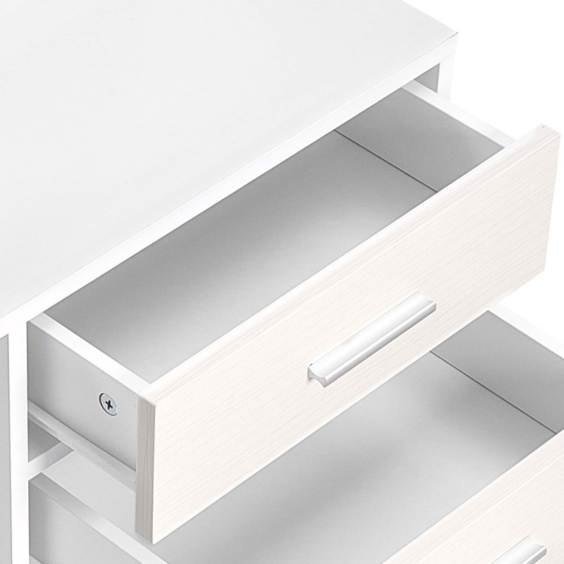 Classeur mobile 3 tiroirs en bois avec bande lumineuse blanc
