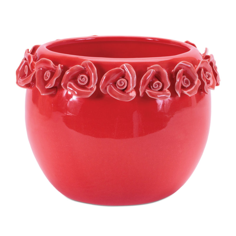 Vase en grès avec accents floraux