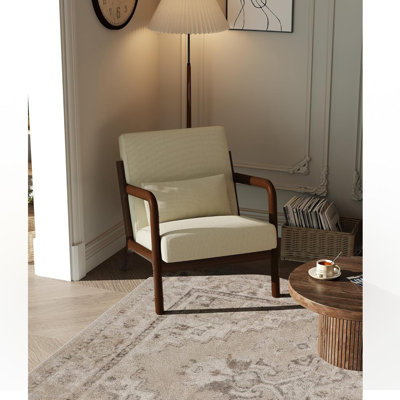 5mm The Cozy Reading Chair with Lumbar Support, Mid-Century Solid Wood Armchair for Living Room