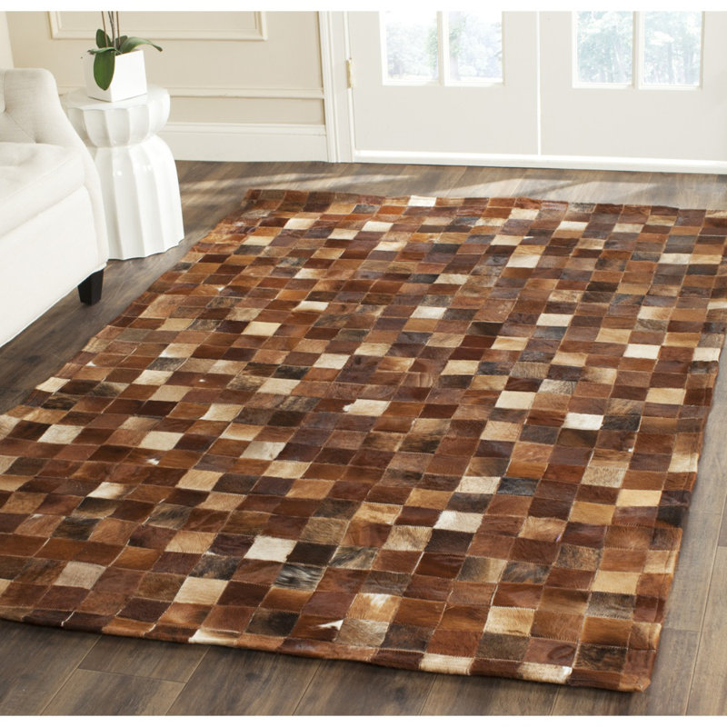 Barr Hand Woven Leather Geometric Rug, Rectangle 8' x 10'