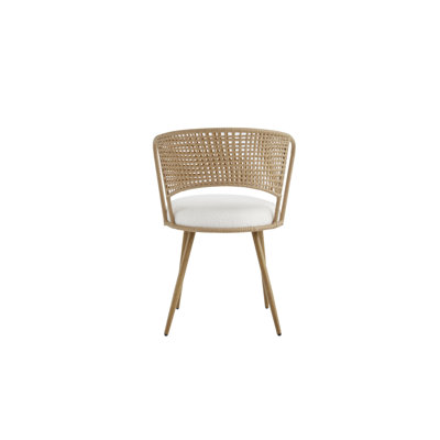 Wicker dining chairs - 2-piece set - Farmhouse soft cushioned cane back kitchen chair, sponge cushion, wing-back dining chair with metal legs, suitable for home and kitchen