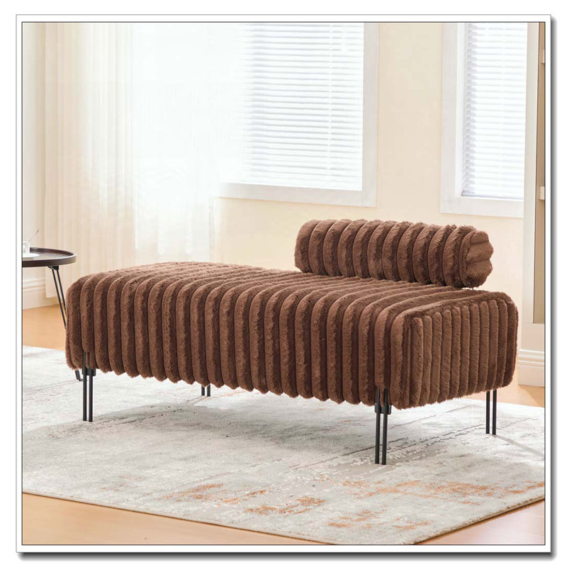 49.6" Wide Upholstered Bench with Adjustable Back, Brown