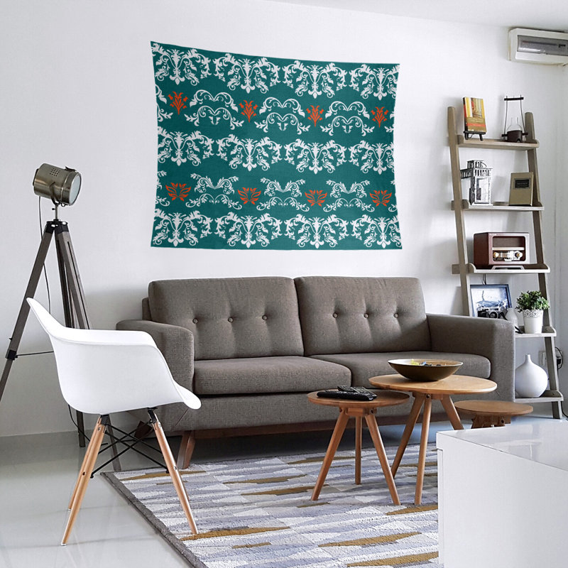 Tapisserie baroque en microfibre Miami Throwback Football, H 88 po x l 104 po, Vert / Blanc / Orange