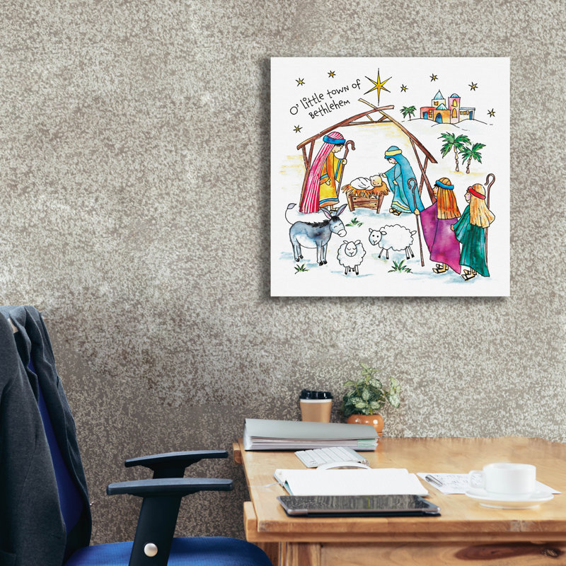  «O Little Town Dessin» par Elle Media Group SA, art mural sur toile, H 26 po x l 26 po