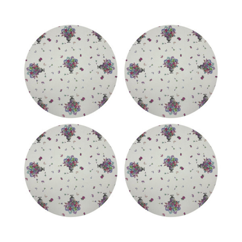 Pistils Small Bouquet Vegan Leather Round Coasters