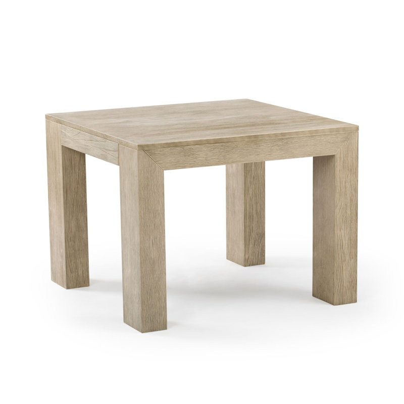 Daydrian Solid Wood End Table, Seashell Wirebrush