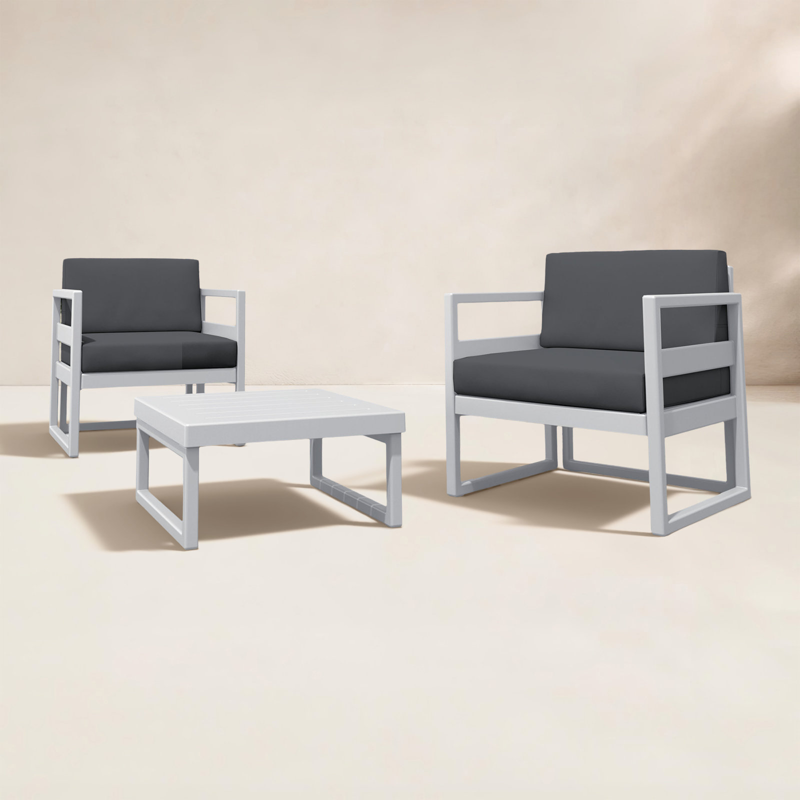 Kalani 2 - Person Patio Conversation Set with Sunbrella® Cushions, Charcoal, Silver Gray