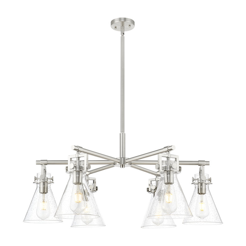 Lustre suspendu 6 lumières Newton Cone, Nickel poli