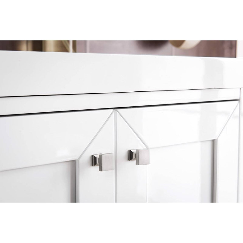 Meuble-lavabo simple l 23,6 po Chianti, Blanc brillant, Nickel brossé