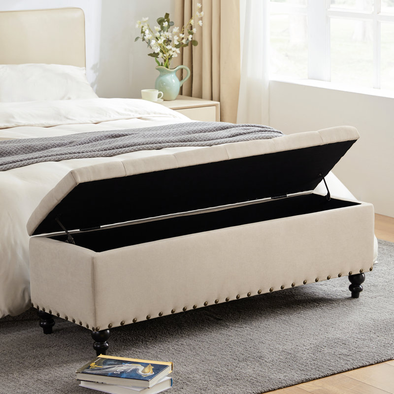 Banc de rangement capitonné Ashtin, Kaki