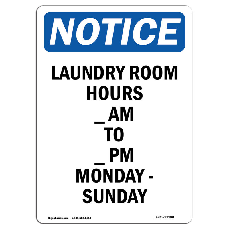 «Laundry Room Hours Am to Sign»