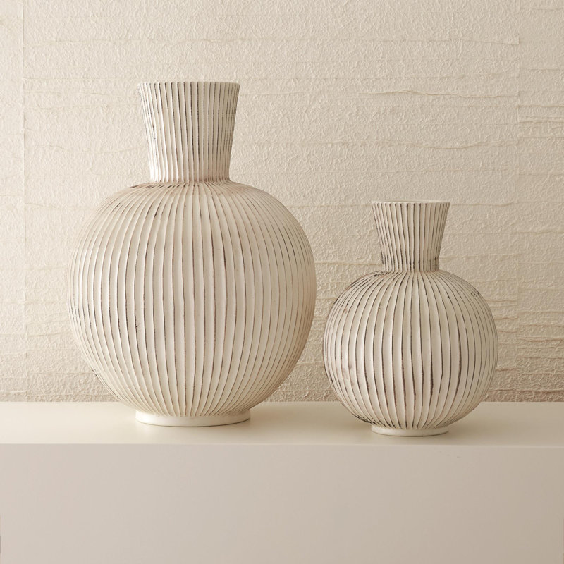 Furrow Sphere Vase, 15" H x 12" W x 12" D