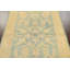 Tapis beige / bleu en laine noué à la main de conception unique 4 pi 1 po x 6 pi 9 po