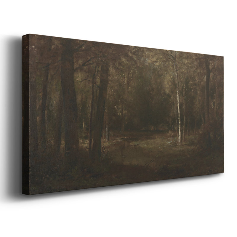 Série paysage - CDXLVII - Toile tendue avec châssis encadré - Prêt à être accroché, H 21 po x l 41 po, Doré