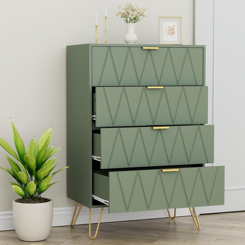 Marable 4 Drawer 59.9cm W Chest, Grey Green