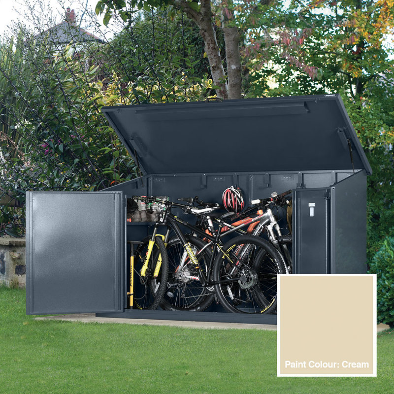 Access 8 ft. W x 3 ft. D Pent Metal Bike Shed, Ivory