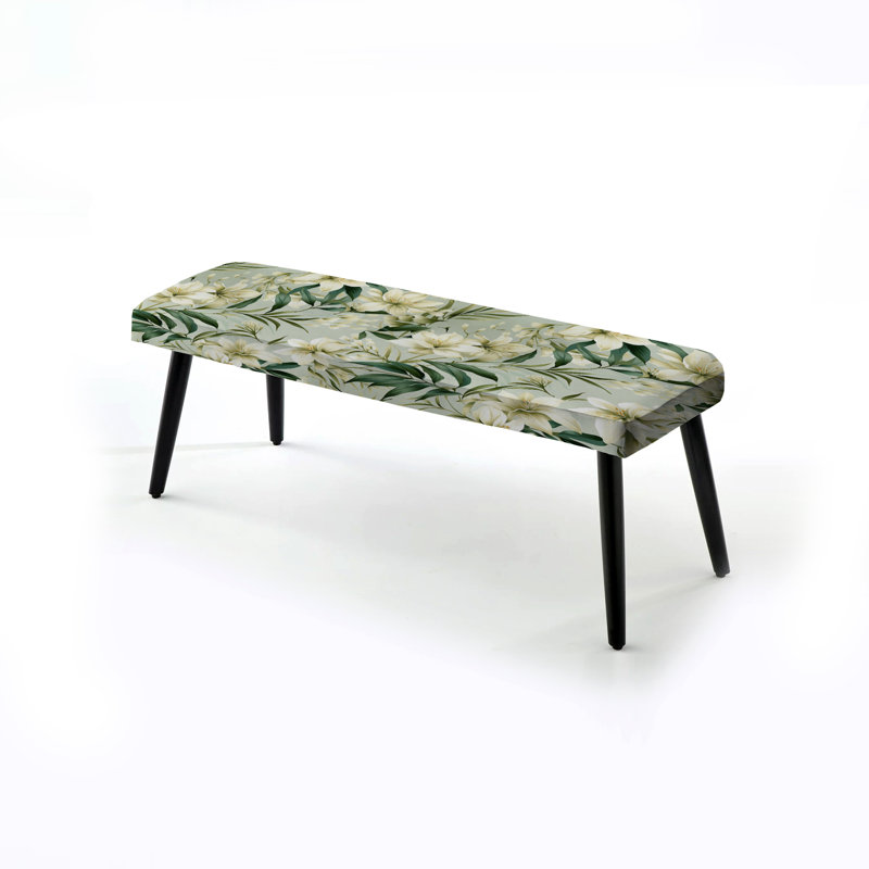 Bamboo Whispers - motif tropical III - Banc rembourré noir Tropical