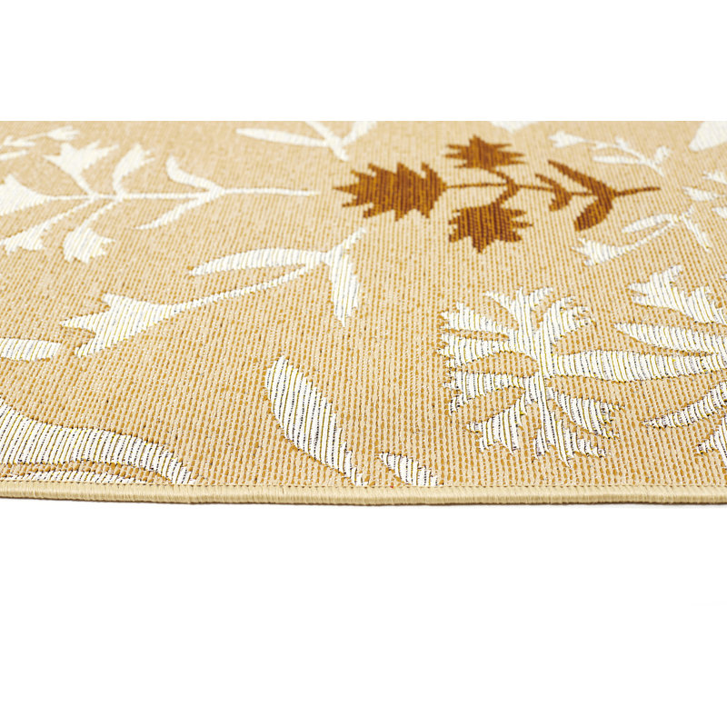 Tapis d'intérieur / extérieur en polypropylène tissé à la machine Wildflowers, Brun, 3 pi 3 po x 5 pi