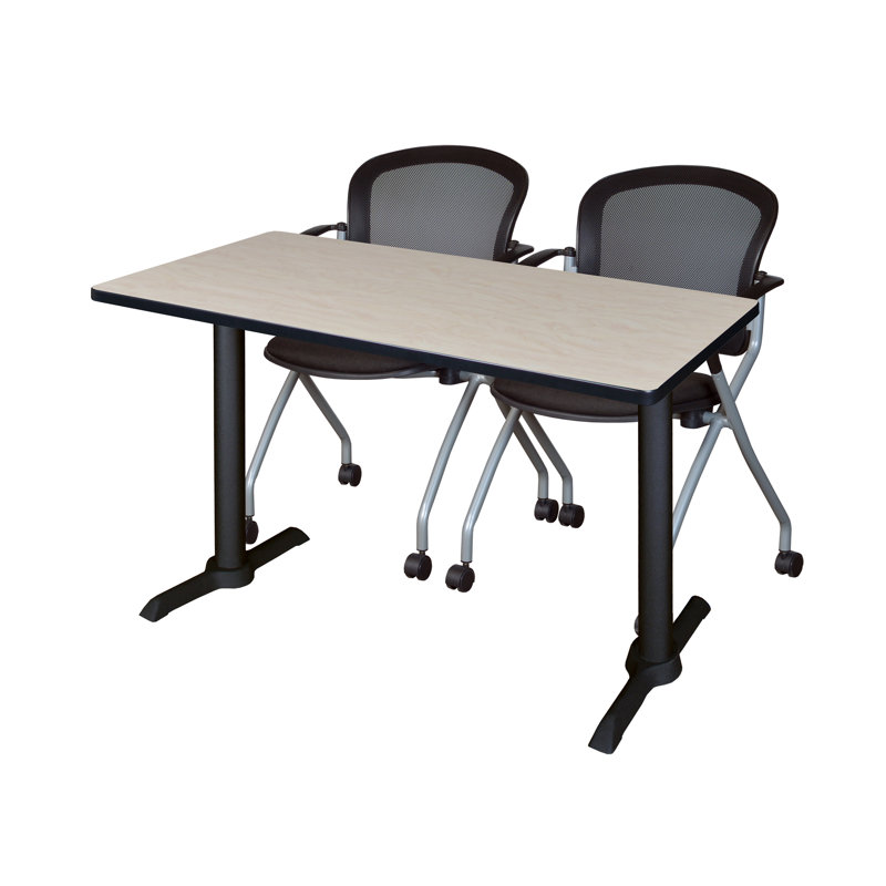 Table de formation Neyamiah Cain T-Base et 2 chaises gigognes Cadence, H 29 po x l 48 po x P 24 po, Érable