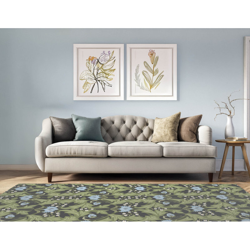 Tapis d'intérieur antidérapant Ogee Leaf, Rectangle 4pi x 6 pi
