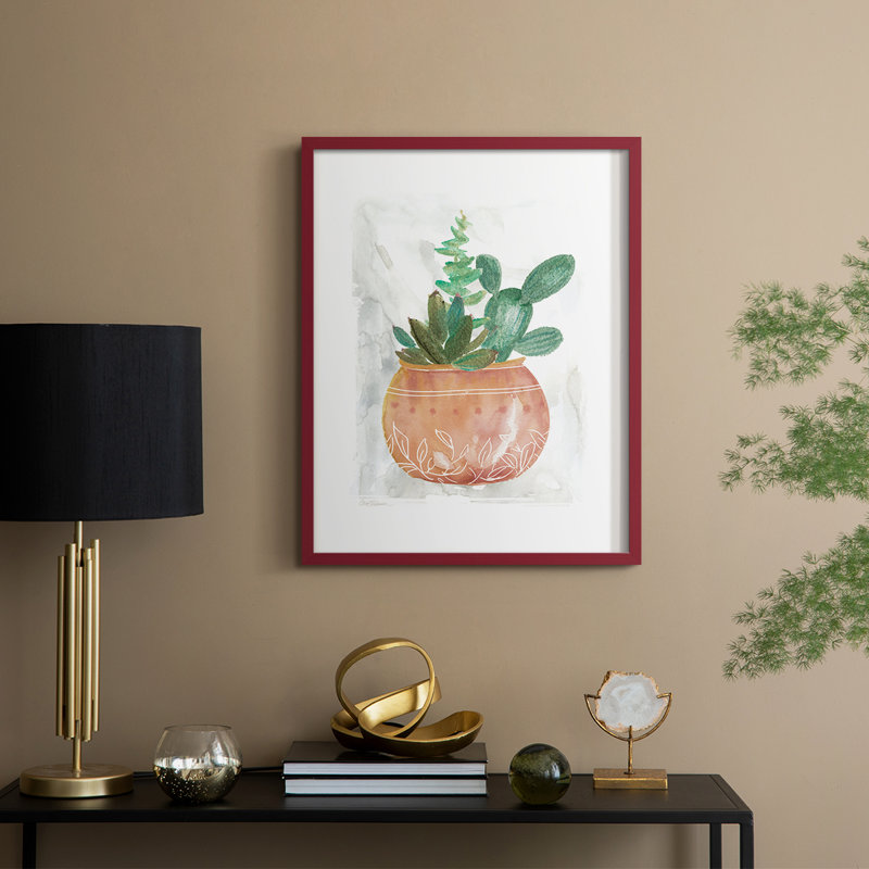 Reproduction encadrée boho - bois massif, H 30 po x l 24 po, Rouge