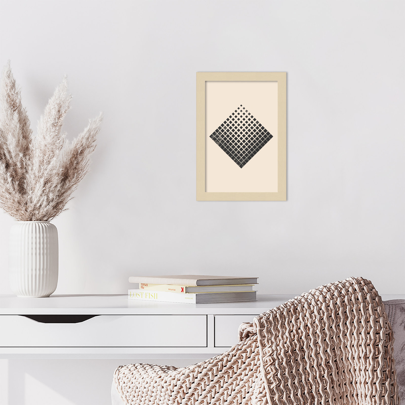 Minimal Halftone Shapes No. 3 Print, 13" H x 9" W x 1" D, Brown