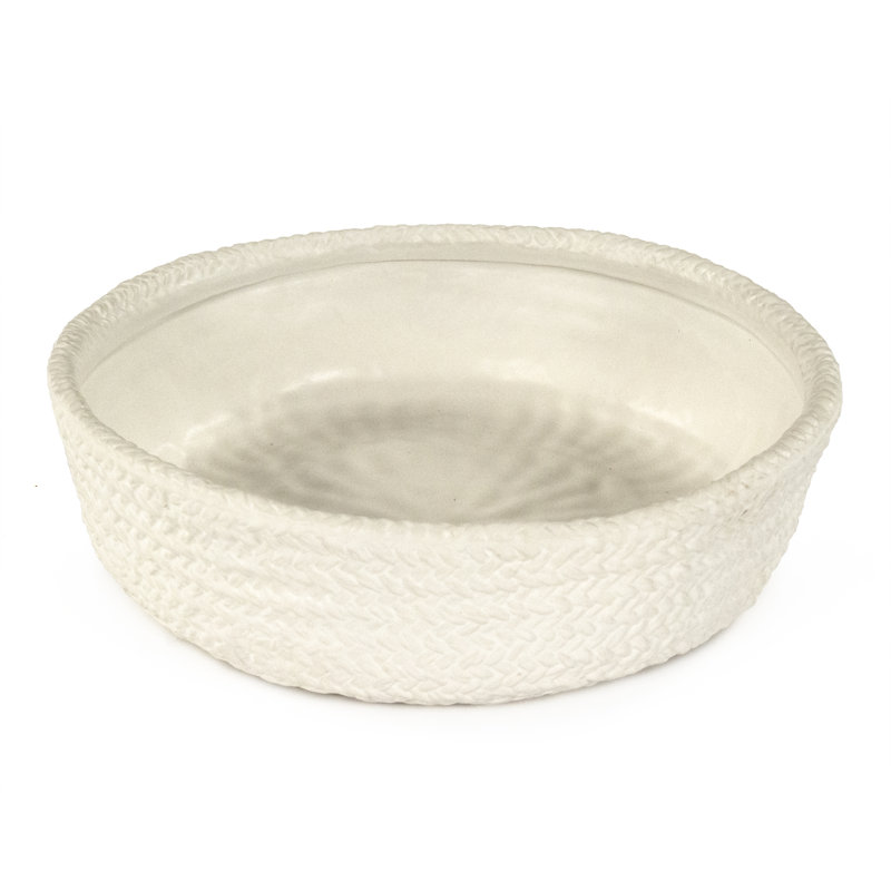Cross Weave Earthenware Salad Bowl, White