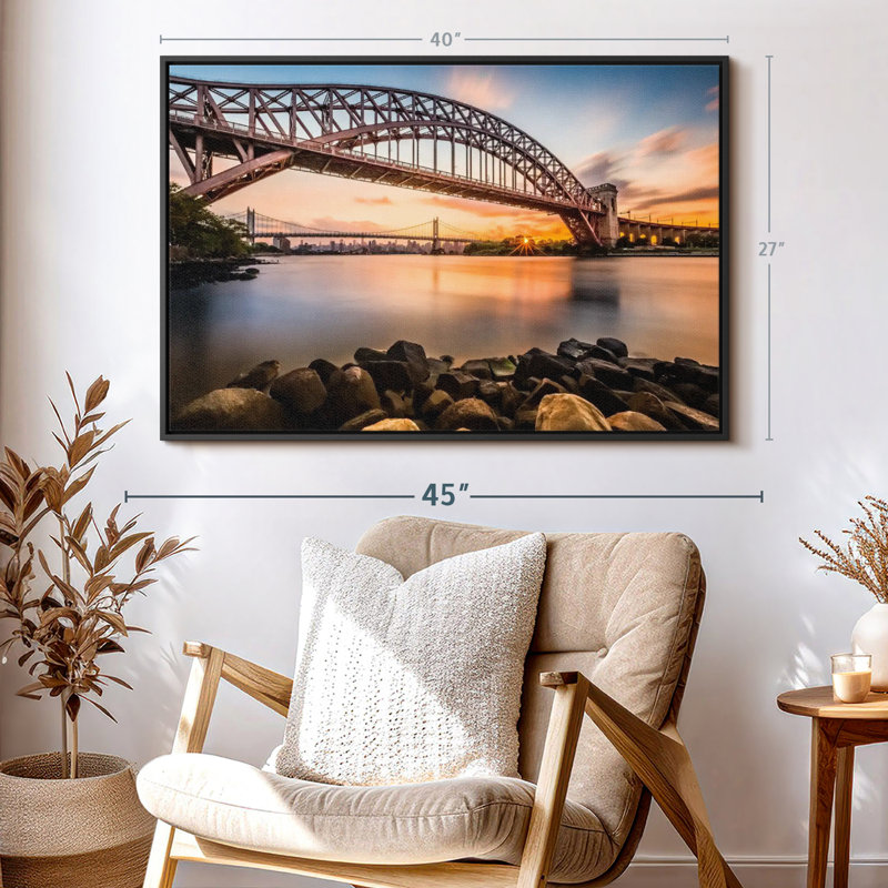 Impression sur toile Triboro Bridge At Sunset, H 27 po x l 40 po