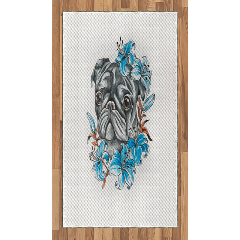 Pug High Density Long Fiber Poly Threads Decorative Area Rug Carpet, Rectangle 2'7" x 5'