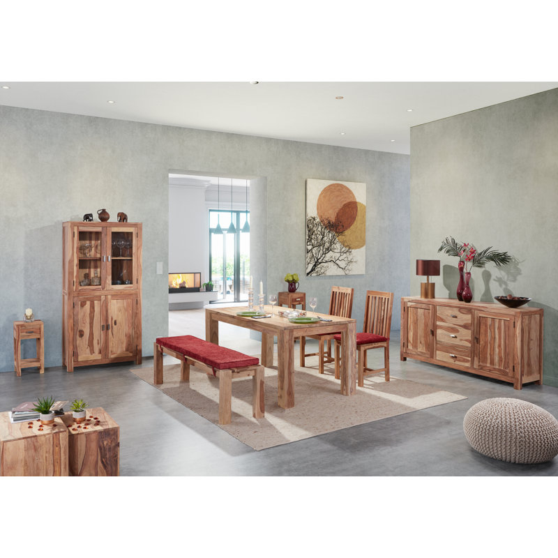 Rigid Solid Wood Bench, 45 cm H x 160 cm W x 40 cm D