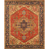 Canvello Serapi Hand-Knotted Rust Wool Area Rug- 9' X 12'