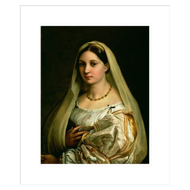 «The Veiled Woman or La Donna Velata» par Raphael, impression giclée sur cadre, H 21 po x l 17,75 po