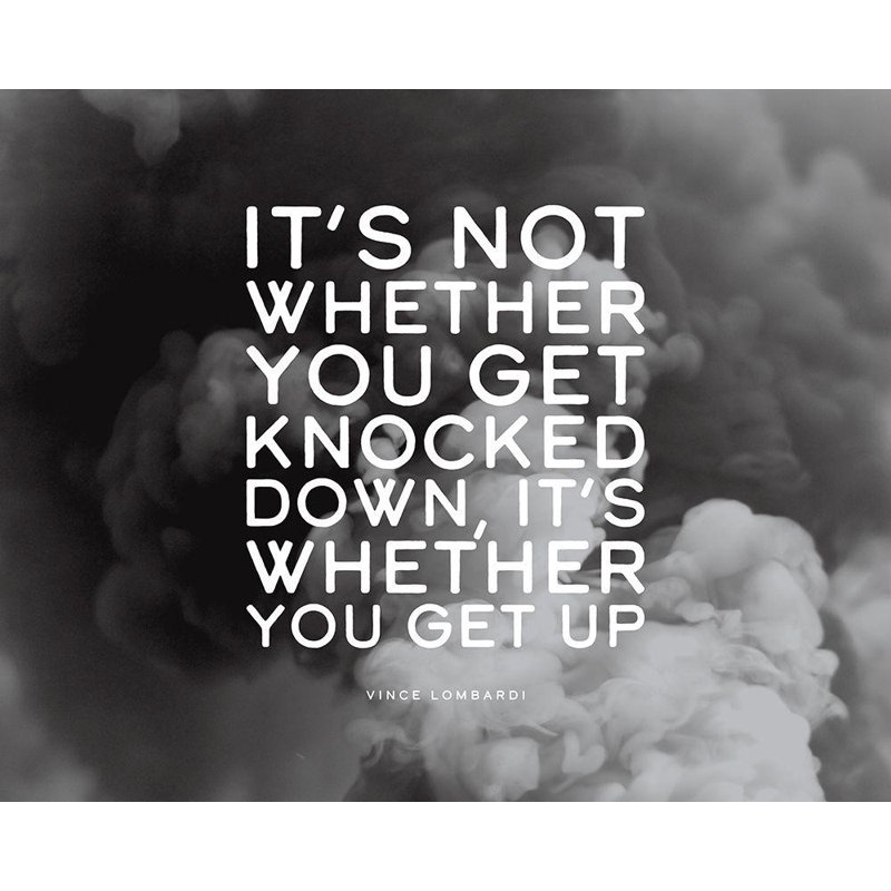 Art sur toile tendue Trinx ArtsyQuotes, Vince Lombardi, citation: «Get Knocked Down»