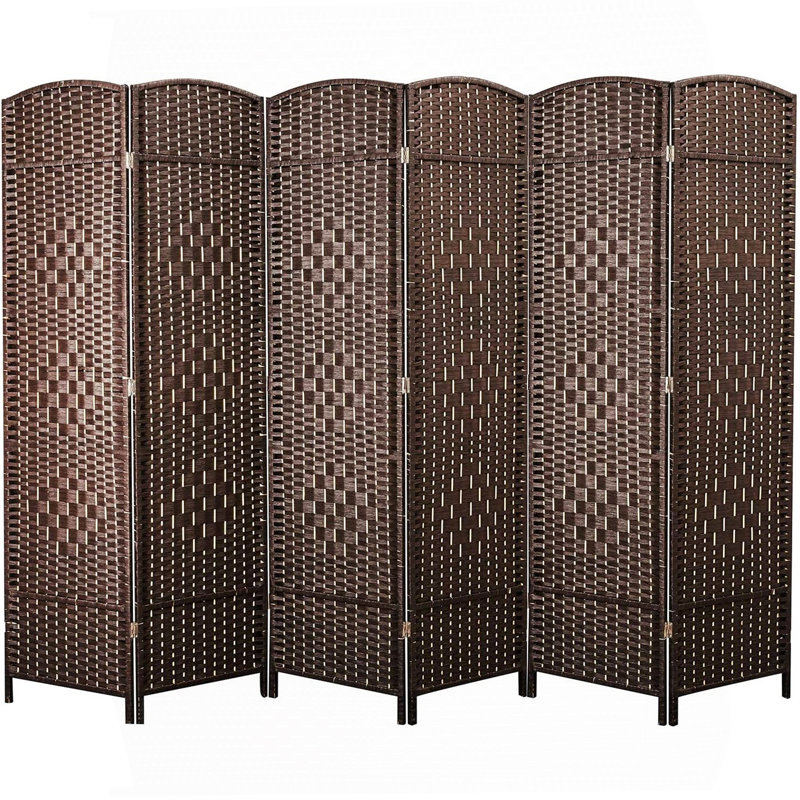 6 Panel Room Divider, Folding Screen, Walnut