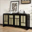 Armoire de rangement en rotin avec 4 portes et tablettes réglables