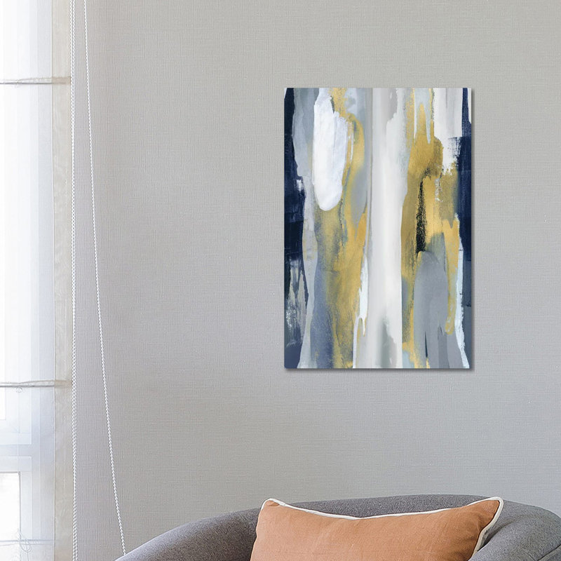 Converge Blue And Gold I by Jackie Hanson - Wrapped Canvas Print, 66.04 cm H x 45.72 cm W x 1.91 cm D