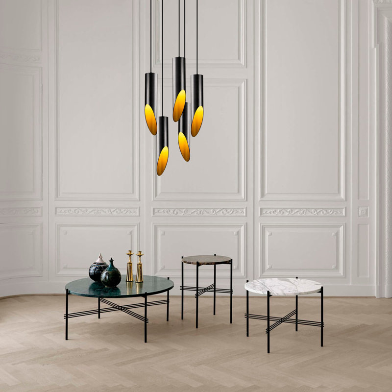 Finbar 5 - Light Black/Golden Cylinder Pendant