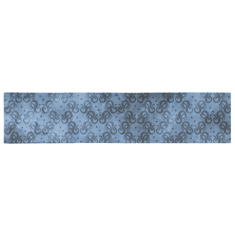 Chemin de table géométrique avicia, 91,5 po x 17,5 po, Bleu, Polyester